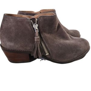 Vionic Beige Greige Ankle Boots with Tassel Zipper